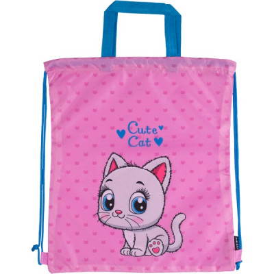 СУМКА ДЛЯ СМЕННОЙ ОБУВИ "CUTE CAT" 38*43СМ С РУЧКАМИ