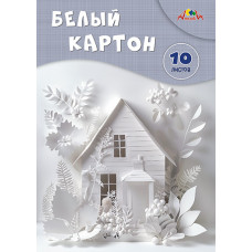 КАРТОН БЕЛЫЙ А4 10 ЛИСТОВ "АППЛИКА" НЕМЕЛОВАННЫЙ ОДНОСТОРОННИЙ