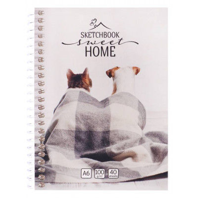 СКЕТЧБУК НА ГРЕБНЕ А6 40Л 100Г/М2 "SWEET HOME DOGS" ОФСЕТНАЯ БУМАГА