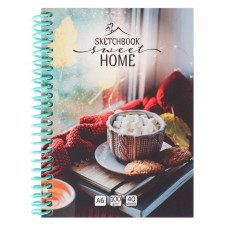 СКЕТЧБУК НА ГРЕБНЕ А6 40Л 100Г/М2 "SWEET HOME SUGAR" ОФСЕТНАЯ БУМАГА