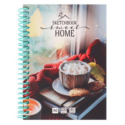 СКЕТЧБУК НА ГРЕБНЕ А6 40Л 100Г/М2 "SWEET HOME SUGAR" ОФСЕТНАЯ БУМАГА